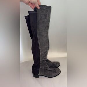 Women’s Stuart Weitzman 5050 Over-the-Knee Suede Boots in Dark Gray Size 8.5